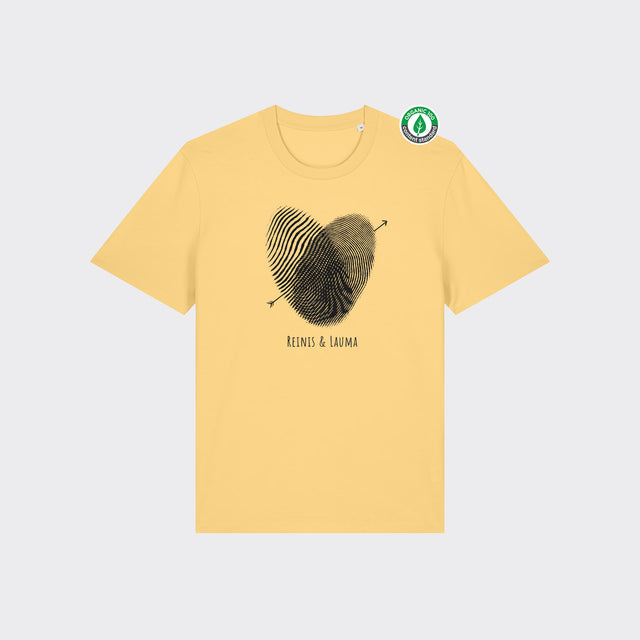 Organiskās kokvilnas Personalizējams T-krekls "Pirkstu nospiedumu sirds"