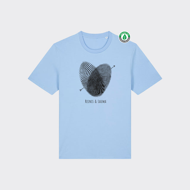 Organiskās kokvilnas Personalizējams T-krekls "Pirkstu nospiedumu sirds"