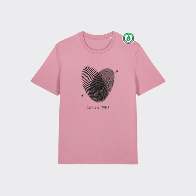 Organiskās kokvilnas Personalizējams T-krekls "Pirkstu nospiedumu sirds"