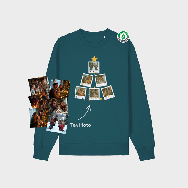 Organiskās kokvilnas džemperis "Polaroid Egle ar personalizētu foto"
