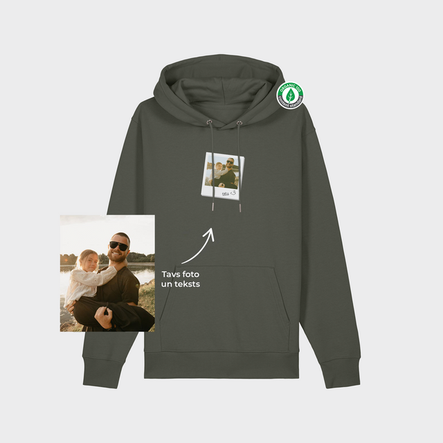 Organiskās Kokvilnas Hūdijs "Polaroids ar personalizētu foto"