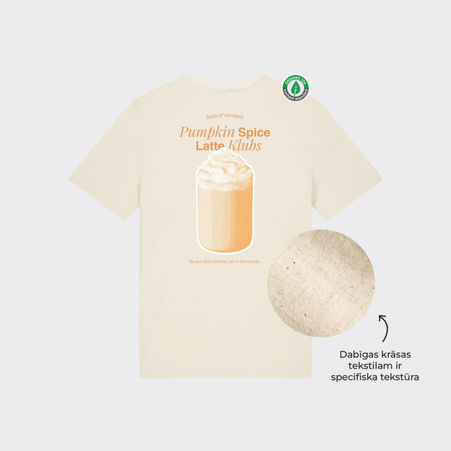 Organiskās kokvilnas T-krekls "Pumpkin spice latte klubs"