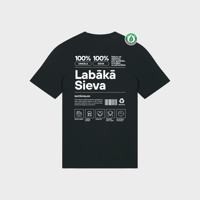 Organiskās kokvilnas T-krekls "Sieva Etiķete"