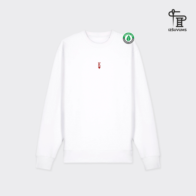 Izšūts organiskās kokvilnas džemperis "Siržu Karalis"