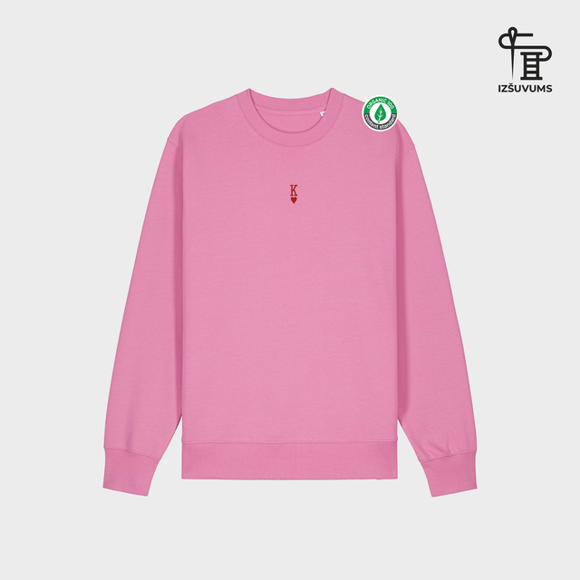 Izšūts organiskās kokvilnas džemperis "Siržu Karalis"