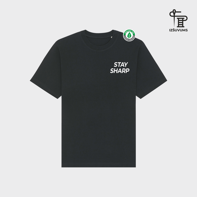 Organiskas Kokvilnas Izšūts T-krekls "Stay Sharp"