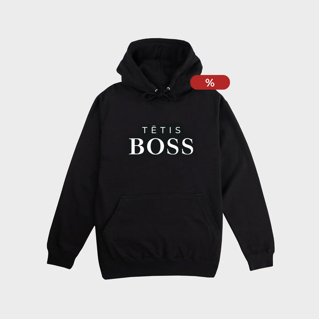 % Melns M izmēra Hūdijs "Tētis BOSS"