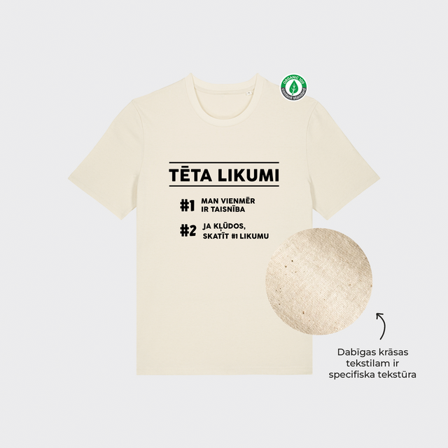 Organiskās kokvilnas T-krekls "Tēta likumi"