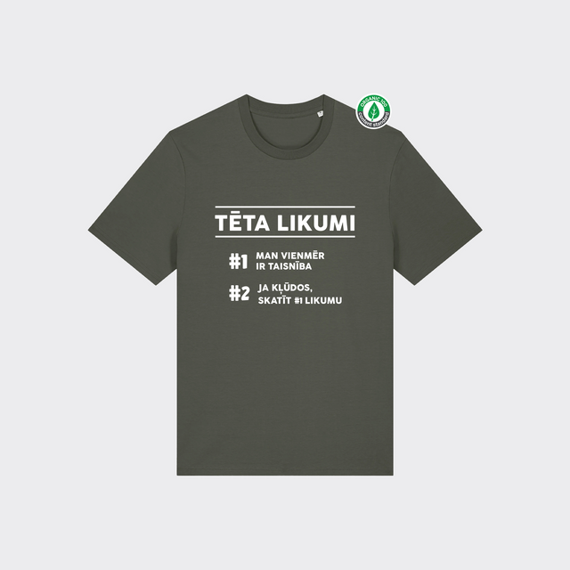 Organiskās kokvilnas T-krekls "Tēta likumi"