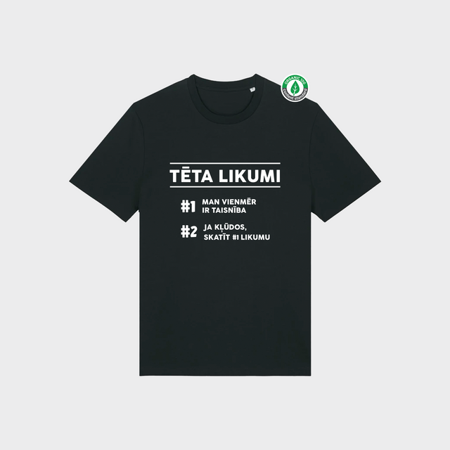 Organiskās kokvilnas T-krekls "Tēta likumi"