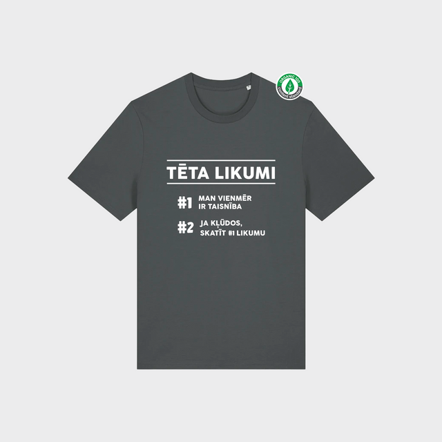 Organiskās kokvilnas T-krekls "Tēta likumi"