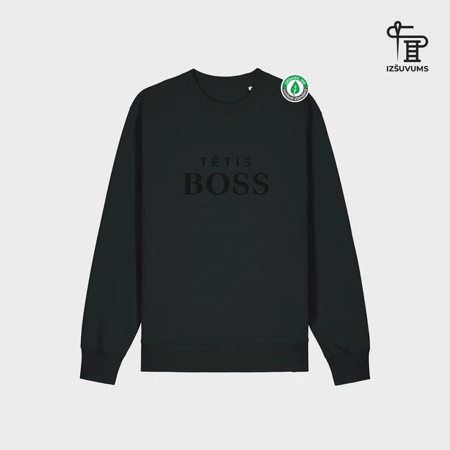 % Melns, L izmēra džemperis "Tētis BOSS"