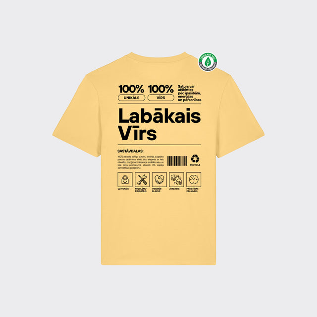 Organiskās kokvilnas T-krekls "Vīrs Etiķete"
