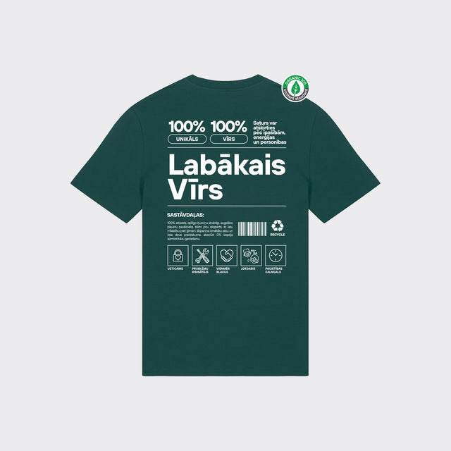Organiskās kokvilnas T-krekls "Vīrs Etiķete"