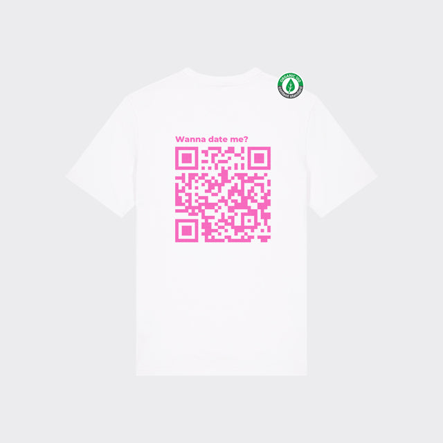 Personalizējams Organiskās kokvilnas T-krekls "Wanna date me? QR"