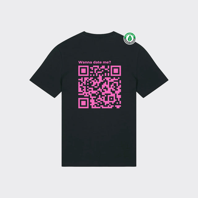 Personalizējams Organiskās kokvilnas T-krekls "Wanna date me? QR"