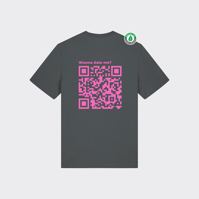 Personalizējams Organiskās kokvilnas T-krekls "Wanna date me? QR"
