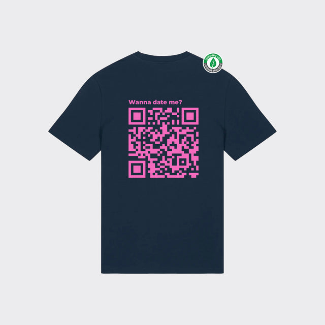 Personalizējams Organiskās kokvilnas T-krekls "Wanna date me? QR"