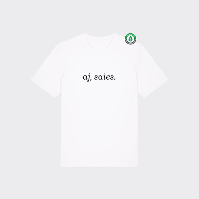 Organiskās kokvilnas T-krekls "aj, saies."