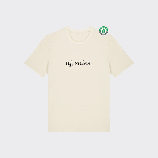 Organiskās kokvilnas T-krekls "aj, saies."