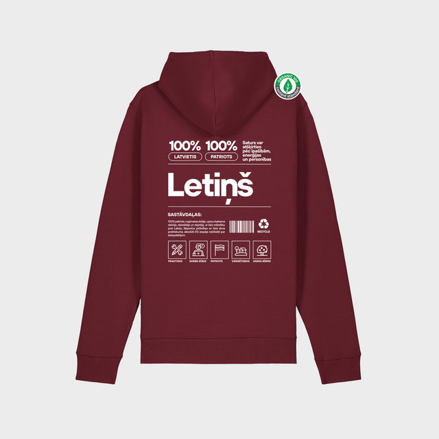 Organiskās kokvilnas hūdijs "Letiņš Etiķete"