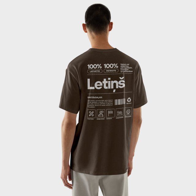 Organiskās kokvilnas T-krekls "Letiņš Etiķete"