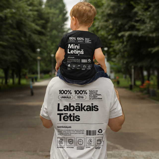 Organiskās kokvilnas T-krekls "Tētis Etiķete"