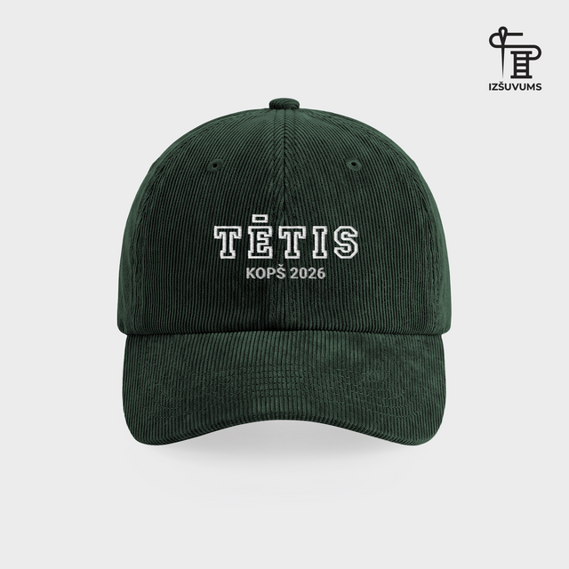 Izšūta velveta cepure "Tētis" ar personalizējamu gadu