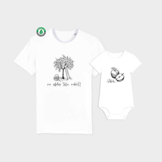 Organiskās kokvilnas komplekts "Ābols & ābele" (T-krekls + bodijs)