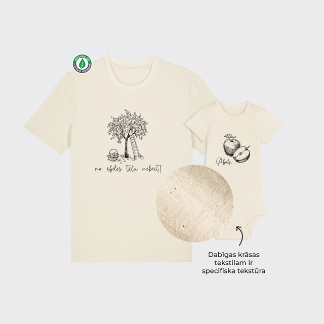 Organiskās kokvilnas komplekts "Ābols & ābele" (T-krekls + bodijs)