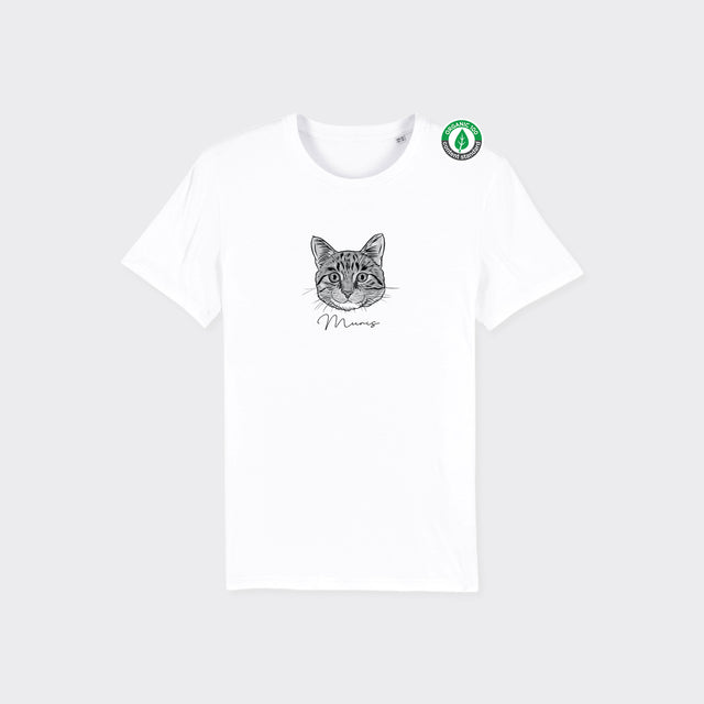 Organiskās kokvilnas T-krekls ar personalizētu dzīvnieku portretu