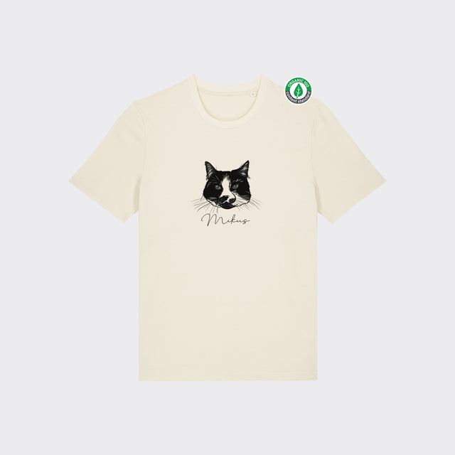 Organiskās kokvilnas T-krekls ar personalizētu dzīvnieku portretu