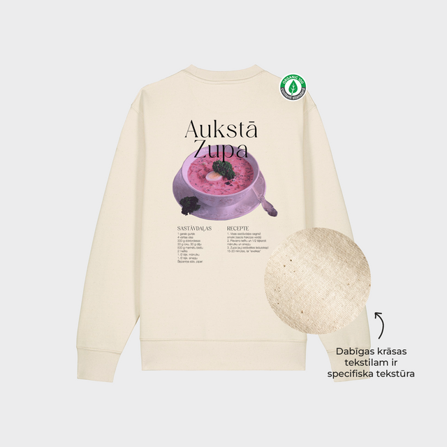 Organiskās kokvilnas džemperis "Aukstās zupas recepte"