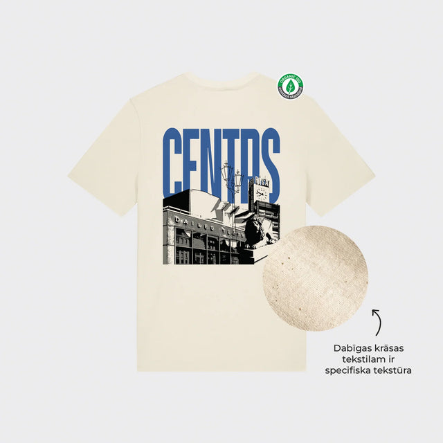 % Dabīgs, M izmēra T-krekls "Centrs"