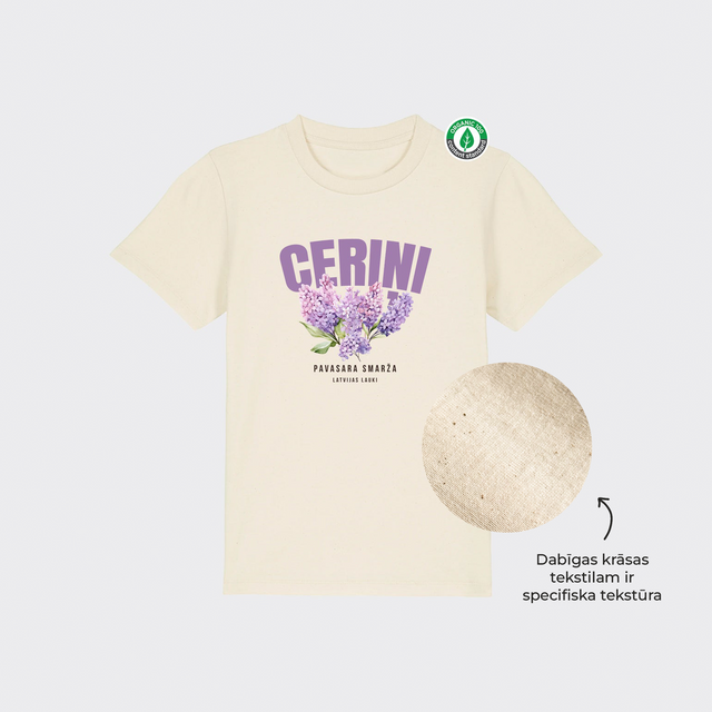 Organiskās kokvilnas bērnu T-krekls "Ceriņi"