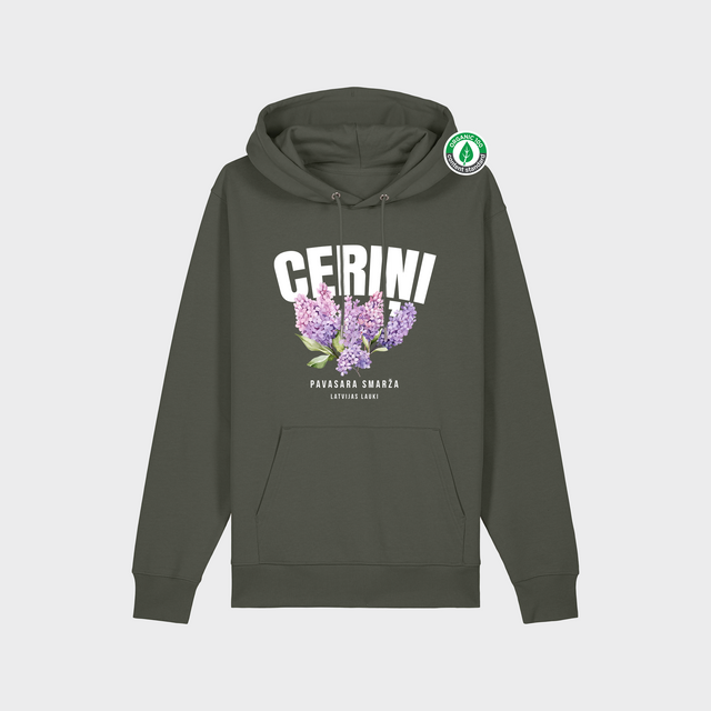 Organiskās kokvilnas hūdijs "Ceriņi"