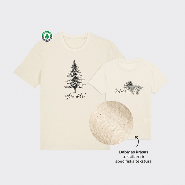 Organiskās kokvilnas komplekts "Čiekurs egles dēls" (T-krekls + bērnu T-krekls)