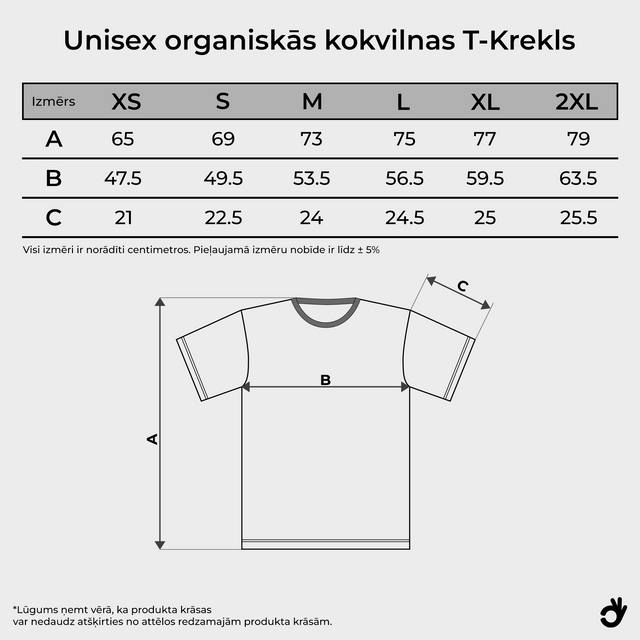 Organiskās kokvilnas T-krekls "PA ĶIRBI"