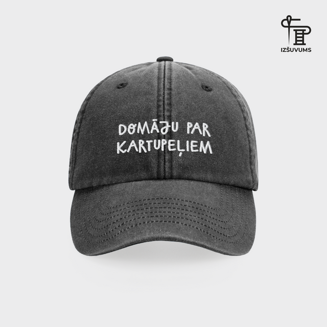 Izšūta cepure "Domāju par kartupeļiem"