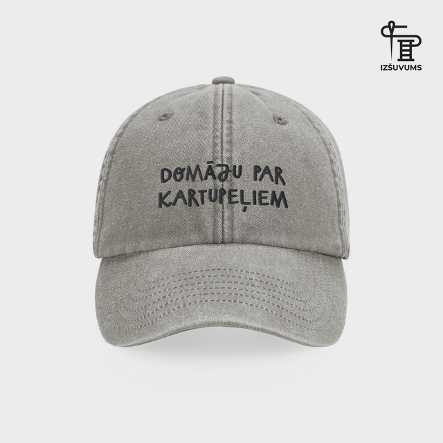 Izšūta cepure "Domāju par kartupeļiem"