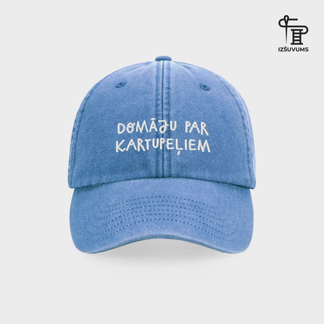 % Izšūta cepure "Domāju par kartupeļiem"