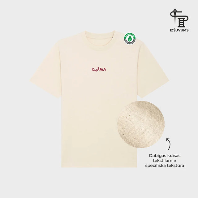% M izmēra, Izšūts organiskās kokvilnas oversized T-krekls "Drāma"