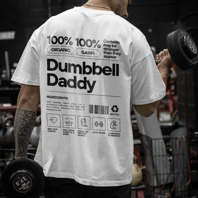 Organiskās kokvilnas T-krekls "Dumbbell Daddy"