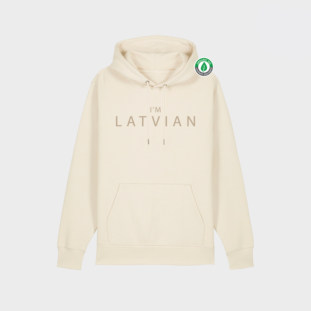 Organiskās kokvilnas hūdijs "I'm Latvian"