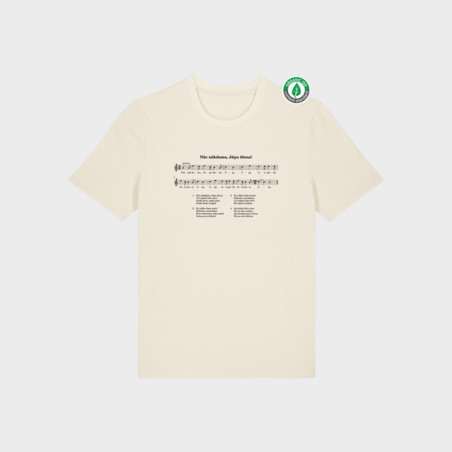 Organiskās kokvilnas T-krekls "NĀC NĀKDAMA, JĀŅU DIENA"