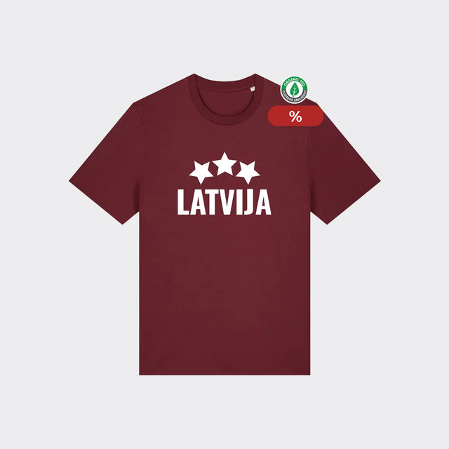 % Organiskās kokvilnas Bordo 2XL T-krekls "LATVIJA"