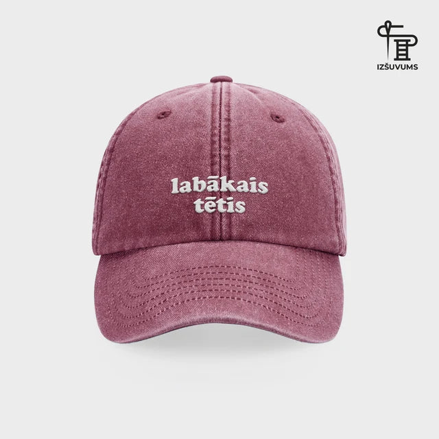 % Izšūta, vecrozā krāsā, cepure "Labākais tētis"