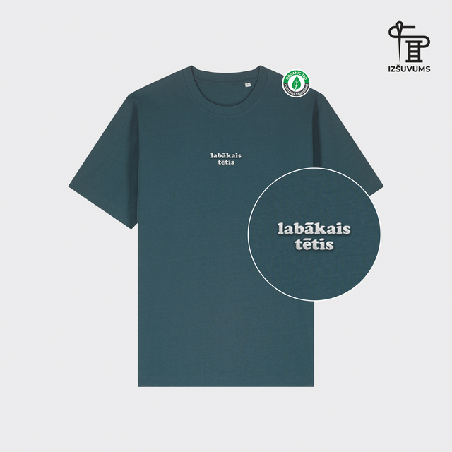 Izšūts organiskās kokvilnas oversized T-krekls "Labākais tētis"