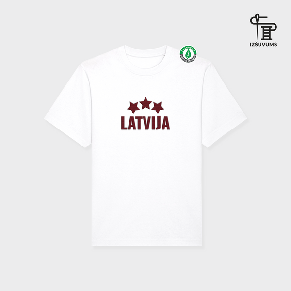 Izšūts organiskās kokvilnas oversized T-krekls "LATVIJA"