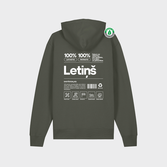 Organiskās kokvilnas hūdijs "Letiņš Etiķete"